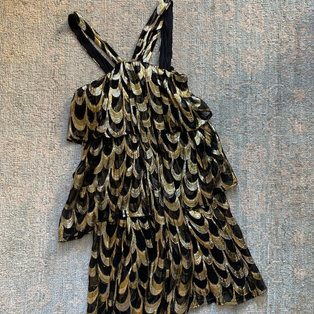 Prairie New York Black & Metallic Dress Sz S